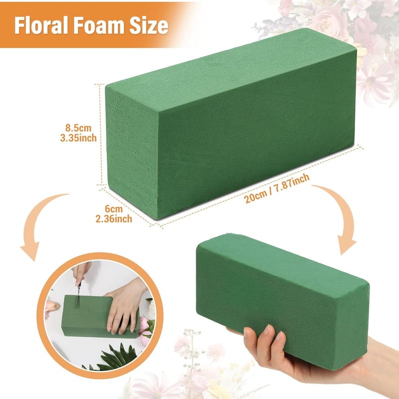 Audab 8 Pcs Floral Foam Blocks for Flower Arrangement (7.8” L x 3.5” W x 2.4” H) Wet and Dry Green Floral Foam for Wedding, Birthdays, Home Decorations - Image 4